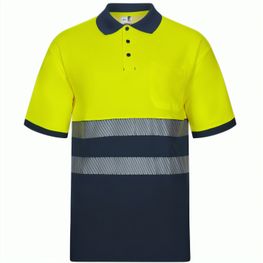 VL ACHELOUS. Zweifarbiges Piqué-Poloshirt (150g/m²) mit kurzen Ärmeln, aus Baumwolle (55%) und Polyester (45%)