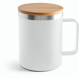 Produktabbildung LAUDA. Becher aus 90% recyceltem Edelstahl mit Bambusdeckel 420 mL LAUDA. Becher aus 90% recyceltem Edelstahl mit Bambusdeckel 420 mL