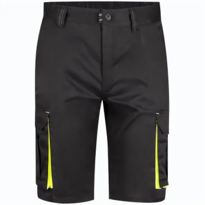 VL HEMERA. Zweifarbige Stretch-Bermudashorts mit mehreren Taschen (240 g/m²) aus Baumwolle (46 %), EME (38 %) und Polyester (16 %)