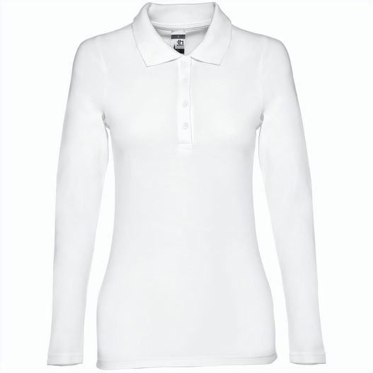 THC BERN WOMEN WH. Langärmeliges Poloshirt für Damen aus kardierter Baumwolle (Bild 1)