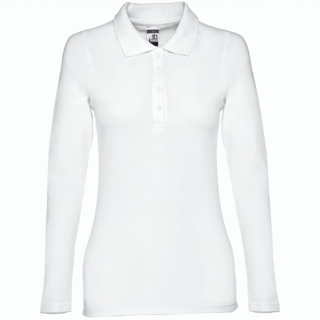 THC BERN WOMEN WH. Langärmeliges Poloshirt für Damen aus kardierter Baumwolle