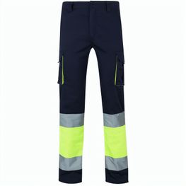 VL ZEUS LARGE. Zweifarbige Stretch-Hose mit mehreren Taschen (240 g/m²), aus Baumwolle (46 %), EME (38 %) und Polyester (16 %)