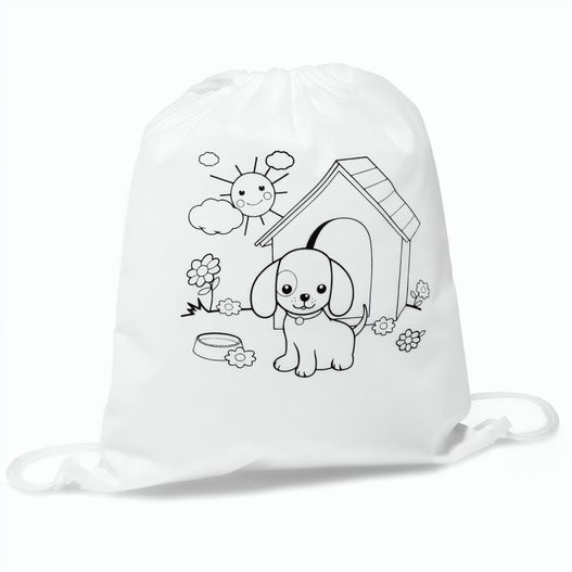 DRAWS. Kinder-Kordelbeutel zum Ausmalen (80 g/m²) (Bild 1)