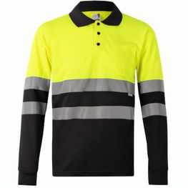 Produktabbildung VL VULCAN. Zweifarbiges Poloshirt im Bird-Eye-Design (160g/m²) mit langen Ärmeln, aus Polyester (100%) VL VULCAN. Zweifarbiges Poloshirt im Bird-Eye-Design (160g/m²) mit langen Ärmeln, aus Polyester (100%)