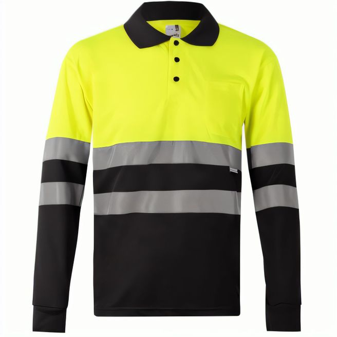 Produktabbildung VL VULCAN. Zweifarbiges Poloshirt im Bird-Eye-Design (160g/m²) mit langen Ärmeln, aus Polyester (100%) VL VULCAN. Zweifarbiges Poloshirt im Bird-Eye-Design (160g/m²) mit langen Ärmeln, aus Polyester (100%)