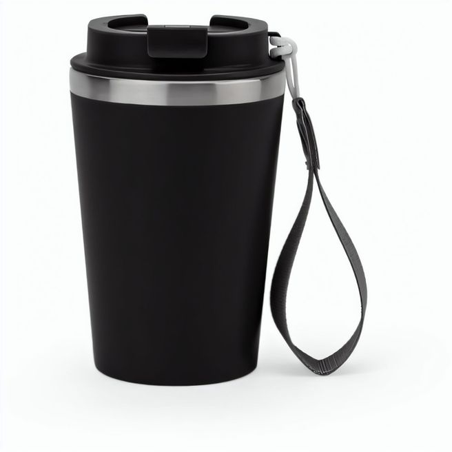 SPITZ. Reisebecher aus Edelstahl (90 % recycelt) und Außenwand aus PP mit matter Oberfläche 440 ml