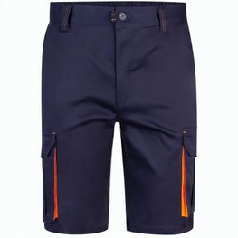 VL HEMERA. Zweifarbige Stretch-Bermudashorts mit mehreren Taschen (240 g/m²) aus Baumwolle (46 %), EME (38 %) und Polyester (16 %)