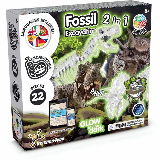 2 in 1 Fossil Excavation Kit II. Lernspiel lieferung inklusive einer kraftpapiertasche (90 g/m²), aus FSC™-zertifiziertem Material und anderen kontrollierten Materialien hergestellt