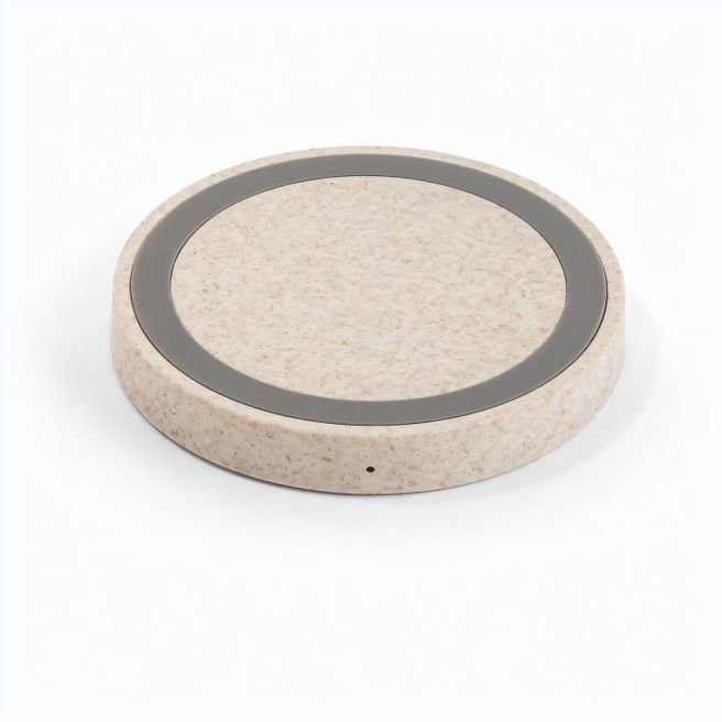 CUVIER. 15W wireless Ladegerät aus 65 % recyceltes ABS (65% rABS), 35 % Weizenstrohfasern