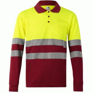 VL VULCAN. Zweifarbiges Poloshirt im Bird-Eye-Design (160g/m²) mit langen Ärmeln, aus Polyester (100%)