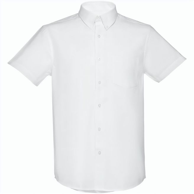 THC LONDON WH. Kurzärmeliges Herren-Oxford-Hemd. Weiße Farbe