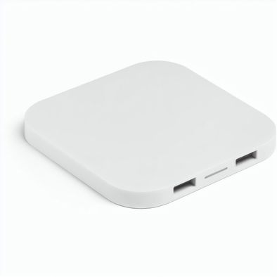 CAROLINE. Superschnelles 15W wireless Ladegerät mit HUB 2 USB-A Anschlüssen aus Recyceltes ABS (60% rABS)