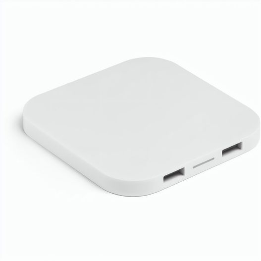 Produktabbildung CAROLINE. Superschnelles 15W wireless Ladegerät mit HUB 2 USB-A Anschlüssen aus Recyceltes ABS (100% rABS) CAROLINE. Superschnelles 15W wireless Ladegerät mit HUB 2 USB-A Anschlüssen aus Recyceltes ABS (100% rABS) (Bild 1)
