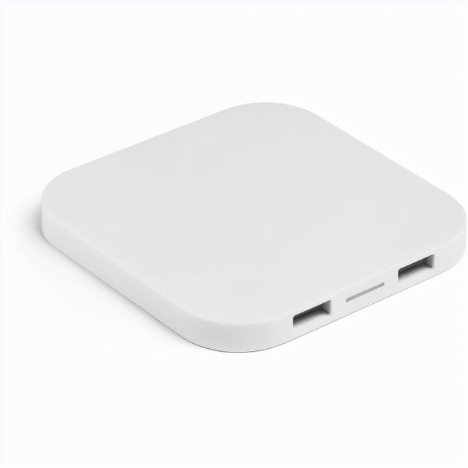 CAROLINE. Superschnelles 15W wireless Ladegerät mit HUB 2 USB-A Anschlüssen aus Recyceltes ABS (60% rABS)