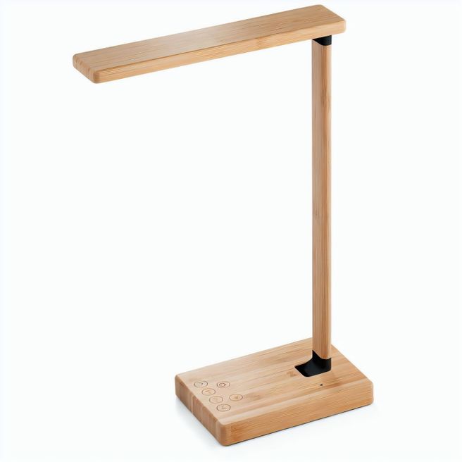 MOREY. Klappbare Schreibtischlampe mit superschnellem kabellosem 15W-Ladegerät aus Bambus