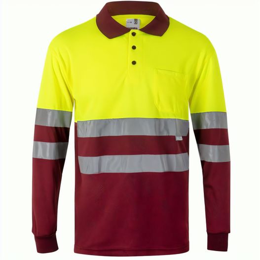 VL VULCAN LARGE. Zweifarbiges Poloshirt im Bird-Eye-Design (160g/m²) mit langen Ärmeln, aus Polyester (100%) (Bild 1)