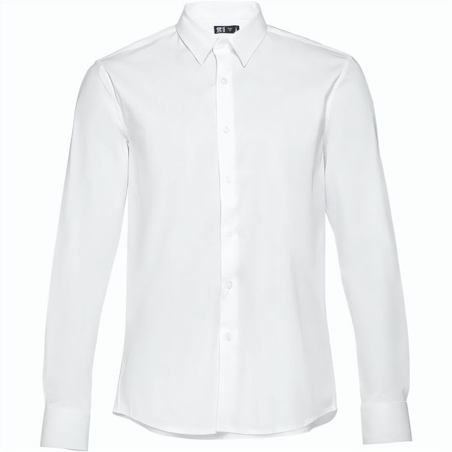 THC PARIS WH. Langärmliges Popeline-Hemd für Herren. Weiße Farbe