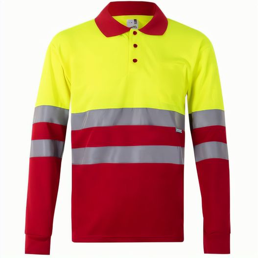 VL VULCAN. Zweifarbiges Poloshirt im Bird-Eye-Design (160g/m²) mit langen Ärmeln, aus Polyester (100%) (Bild 1)