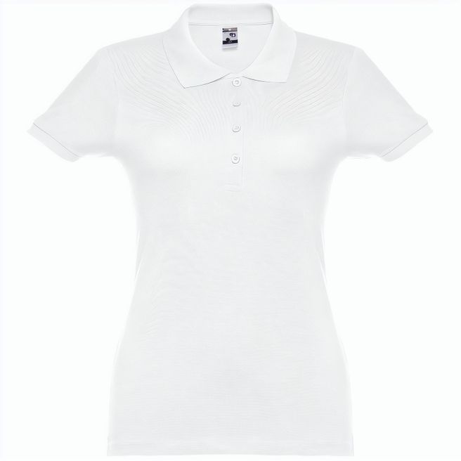THC EVE WH. Kurzarm-Poloshirt mit Gürtel für Damen aus kardierter Baumwolle