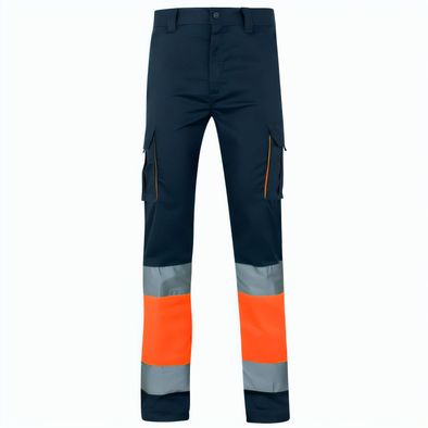 VL ZEUS. Zweifarbige Stretch-Hose mit mehreren Taschen (240 g/m²), aus Baumwolle (46 %), EME (38 %) und Polyester (16 %)
