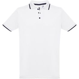 THC ROME WH. Zweifarbiges Baumwoll-Poloshirt für Männer. Weiße Farbe