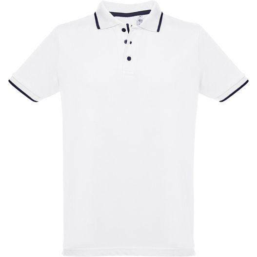 Produktabbildung THC ROME WH. Zweifarbiges Baumwoll-Poloshirt für Männer. Weiße Farbe THC ROME WH. Zweifarbiges Baumwoll-Poloshirt für Männer. Weiße Farbe (Bild 1)