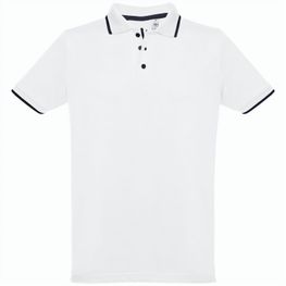 Produktabbildung THC ROME WH. Zweifarbiges Baumwoll-Poloshirt für Männer. Weiße Farbe THC ROME WH. Zweifarbiges Baumwoll-Poloshirt für Männer. Weiße Farbe