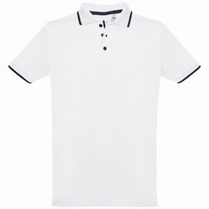 THC ROME WH. Zweifarbiges Baumwoll-Poloshirt für Männer. Weiße Farbe