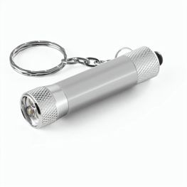 RE-LERGAN. Schlüsselanhänger aus Aluminium (92% recycelt) mit 3-Licht-LED-Taschenlampe