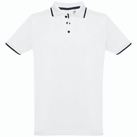 Produktabbildung THC ROME WH. Zweifarbiges Baumwoll-Poloshirt für Männer. Weiße Farbe THC ROME WH. Zweifarbiges Baumwoll-Poloshirt für Männer. Weiße Farbe (Bild 1)