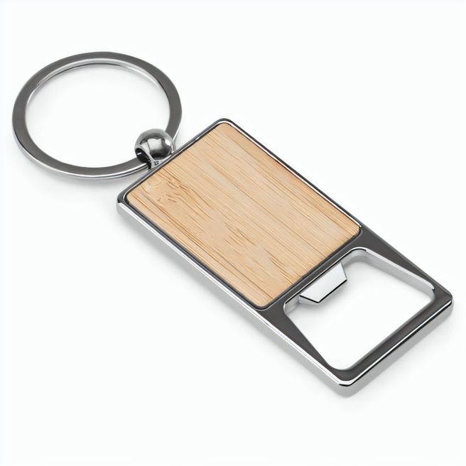 SYLVESTER. Schlüsselanhänger aus Eisen in rechteckiger Form mit Flaschenöffner