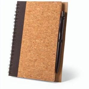 VICENTE. B6-Notizbuch aus Kork und Recyceltes Polyester (100% rPET) mit Kugelschreiber