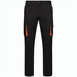 VL FIDES. Zweifarbige Stretch-Hose mit mehreren Taschen (240 g/m²), aus Baumwolle (46 %), EME (38 %) und Polyester (16 %)