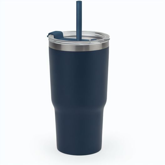 JOYNER M. Kompakter Reisebecher aus Edelstahl (91 % recycelt) mit vakuumisolierter Doppelwand und matter Oberfläche 600 ml (Bild 1)