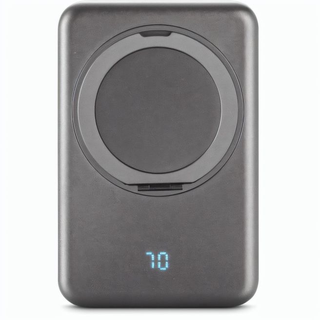 Produktabbildung WARSHEL 10. Magnetische Powerbank mit 10'000 mAh und superschnellem kabellosem Ladegerät (15 W) aus recyceltem ABS (100% rABS) mit Ständer WARSHEL 10. Magnetische Powerbank mit 10'000 mAh und superschnellem kabellosem Ladegerät (15 W) aus recyceltem ABS (100% rABS) mit Ständer