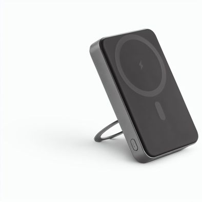 WARSHEL 10. Magnetische Powerbank mit 10'000 mAh und superschnellem kabellosem Ladegerät (15 W) aus recyceltem ABS (100% rABS) mit Ständer