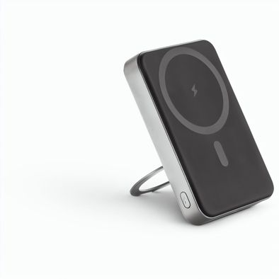 WARSHEL 10. Magnetische Powerbank mit 10'000 mAh und superschnellem kabellosem Ladegerät (15 W) aus recyceltem ABS (100% rABS) mit Ständer