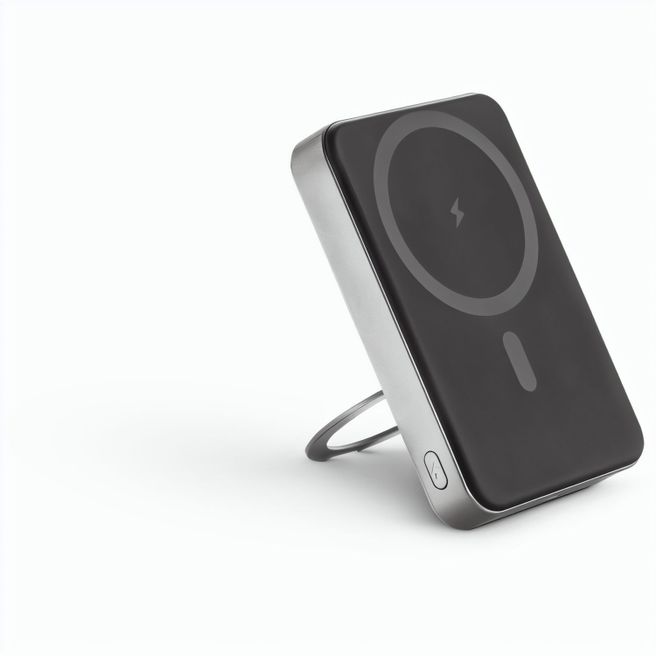 WARSHEL 10. Magnetische Powerbank mit 10'000 mAh und superschnellem kabellosem Ladegerät (15 W) aus recyceltem ABS (100% rABS) mit Ständer