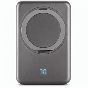 WARSHEL 5. Magnetische Powerbank mit 5'000 mAh und superschnellem kabellosem Ladegerät (15 W) aus recyceltem ABS (100% rABS) mit Ständer