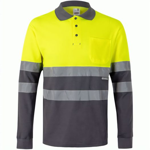 VL PLUTO. Zweifarbiges Piqué-Poloshirt (150g/m²) mit langen Ärmeln, aus Baumwolle (55%) und Polyester (45%) (Bild 1)