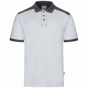 VL VELES. Zweifarbiges Stretch-Piqué-Poloshirt (200 g/m²) mit kurzen Ärmeln, aus Polyester (96 %) und Elastan (4 %)