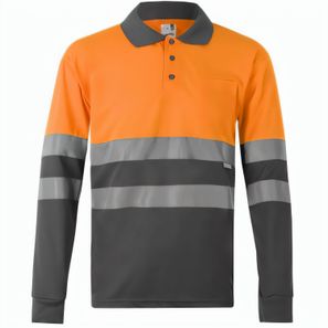 VL VULCAN LARGE. Zweifarbiges Poloshirt im Bird-Eye-Design (160g/m²) mit langen Ärmeln, aus Polyester (100%)