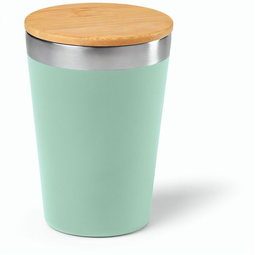 Produktabbildung Don Reisebecher recy.Edelstahl mit Bambusdeckel, 400 ml. Doppelwandig Don Reisebecher recy.Edelstahl mit Bambusdeckel, 400 ml. Doppelwandig (Bild 1)