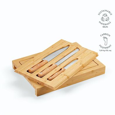 Produktabbildung Brancusi Schneidebrett aus Bambus mit Küchenmessern Brancusi Schneidebrett aus Bambus mit Küchenmessern