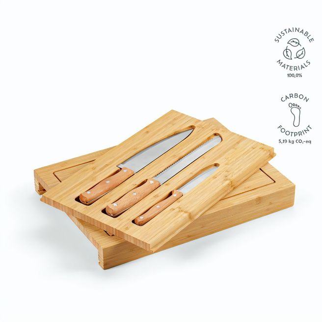 Produktabbildung Brancusi Schneidebrett aus Bambus mit Küchenmessern Brancusi Schneidebrett aus Bambus mit Küchenmessern