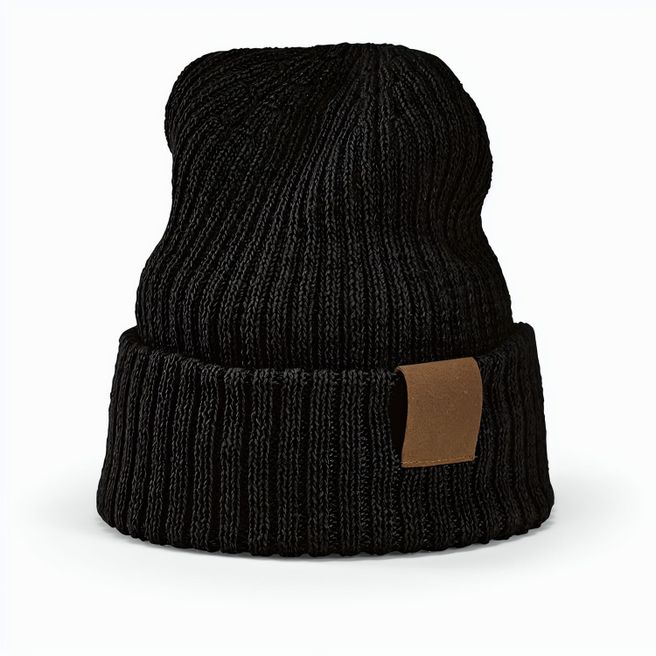 Produktabbildung Cobain Mütze aus rPET und Wolle. Mit personalisierbarem Aufnäher Cobain Mütze aus rPET und Wolle. Mit personalisierbarem Aufnäher
