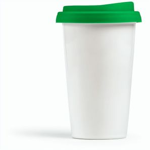 Tagus Reisebecher aus Keramik, 330 ml. Doppelwandig mit farbigem Deckel