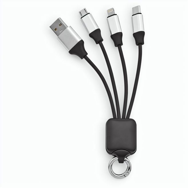 Produktabbildung Sagan 4-in-1 Kabel aus rTPR. Mit hinterleuchtetem Logo und Aufhängeöse Sagan 4-in-1 Kabel aus rTPR. Mit hinterleuchtetem Logo und Aufhängeöse
