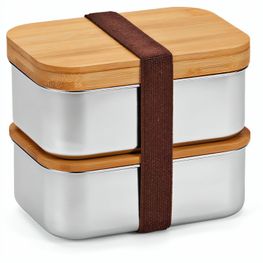 Vermeer Lunchbox, rec.Edelstahl, 1480 ml, mit Bambusdeckel und integriertem Besteck