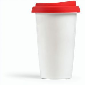 Tagus Reisebecher aus Keramik, 330 ml. Doppelwandig mit farbigem Deckel